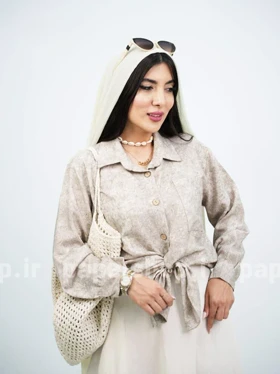 شومیز مانتویی رگه رگه ای گازوئیلی