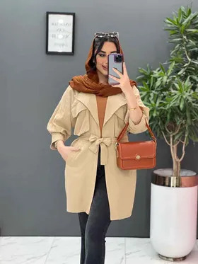 مانتو لینن چهار جیب آستین پفی