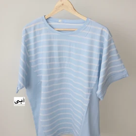 تیشرت باکسی راه راه کد 6111 (آبی)