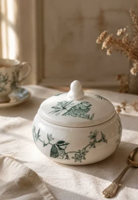 شکلات خوری سرامیک طرح گل و پرنده