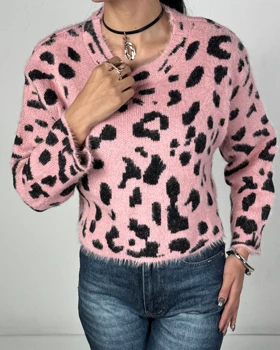 کراپ موهر پلنگی کد 150079 (صورتی)