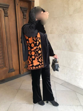 کت مزونی مخمل سوزن دوزی رزا