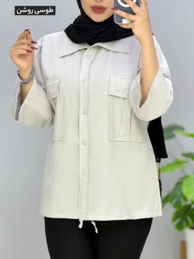 شومیز باکسی لینن روبیتا کد 20142883 (طوسی روشن)