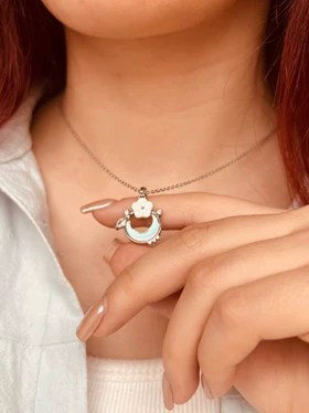 گردنبند گل و ماه استیل