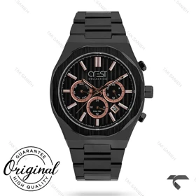 ساعت کرست مردانه 6284-4 صفحه مشکی بند مشکی Crest-10908-G