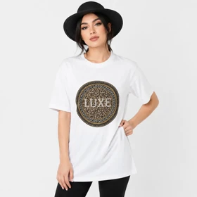 تیشرت زنانه نگین دوزی LUXE سفید