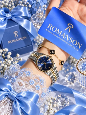 ساعت زنانه صفحه سرمه ای برند ROMANSON موتورژاپنی با کارت گارانتی 12ماهه