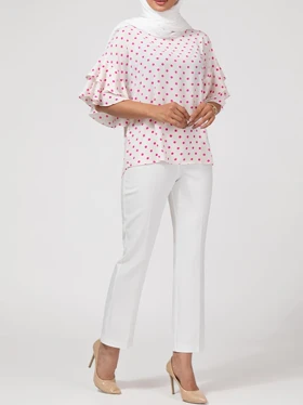 بلوز زنانه کرپ ژرژت سایز بزرگ آستین کلوش 40110