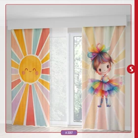 پرده پانچی اتاق کودک برند مینوریا طرح دخترانه کد p-499