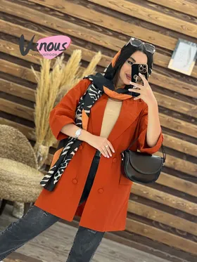 مانتو کتی چهاردکمه یقه پهن