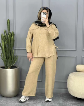 ست مانتو شلوار بغل بند (24)کد3628