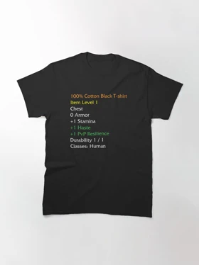 تیشرت کلاسیک ورلد اف وارکرافت | WoW Funny T-shirt Item stats description Black shirt meme کد 238647