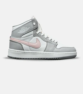 کفش کتانی ساق‌دار زنانه سفید طوسی صورتی نایک NIKE jordan 1 مدل 8328