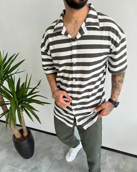 پیراهن رینگر پنبه استین کوتاه PULL&BEAR سفید سبز
