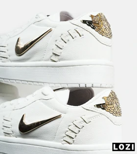 کفش کتانی مردانه و زنانه سفید NIKE jordan 1 low gold