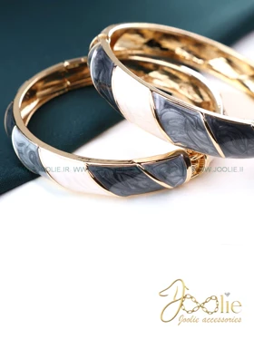 دستبند- بنگل زنانه میناکاری گلد کد B2186 (مشکی)