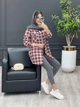 مانتو چهارخونه دو جیب پاکتی