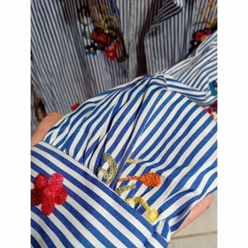 مانتو تابستانی گلدوزی راه راه