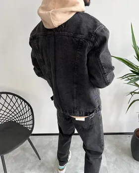 کت جین مردانه ذغالی