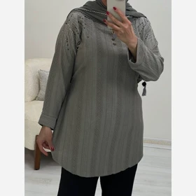 تونیک زنانه مراکشی سرشانه نگین‌دار