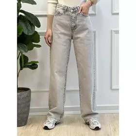 شلوار نیم بگ طوسی پارچه ترک کمرکش قد 105