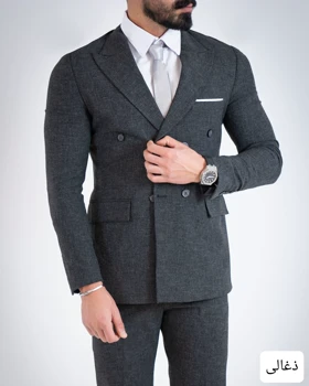کت و شلوار مردانه دبل برست اطلسی_کد4138
