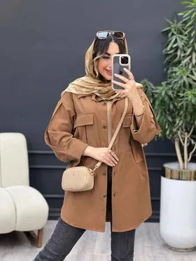 مانتو جیب کراواتی آستین پاکتی