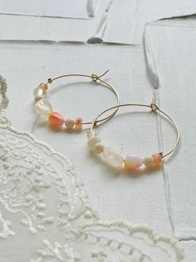 گوشواره آویز دایره مهره سنگی