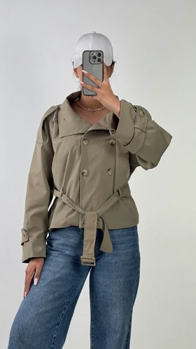 ترنچ کت کمر دار Bershka کد 600062 (سدری)
