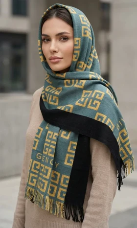 خرید شال بافت طرح دار مدل جیونچی - بافت ریز و لطیف