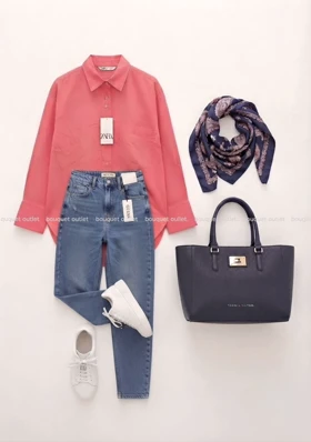 شومیز اورسایز سرخابی قرمز ZARA
