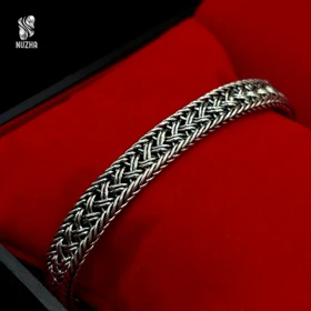 دستبندنقره مردانه سیاه قلم کدdm1012