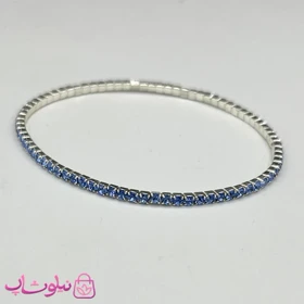 دستبند ظریف زنانه مدل تنیسی کشی آبی نقره ای