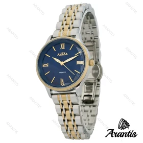 ساعت الکسا 0108 زنانه دورنگ طلایی نقره ای صفحه سورمه ایw-10114