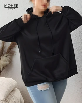 هودی کرک‌دار سایز بزرگ مشکی