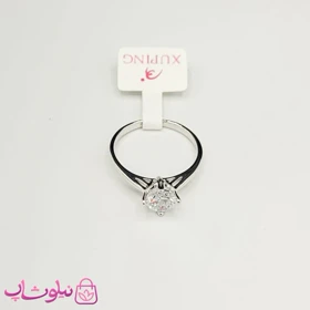 انگشتر زنانه ژوپینگ نقره ای مدل تک نگین سفید کد 1791