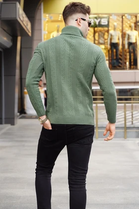 ژاکت بافتنی طرح سبز بنزینی 5769
