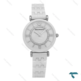 ساعت امپریو آرمانی زنانه سرامیکی سفید صفحه خورشیدی Armani-8302-L