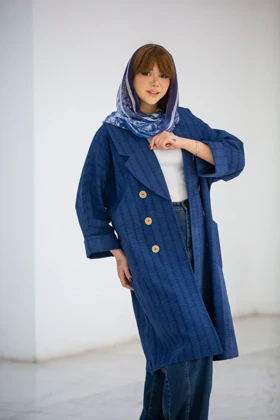 مانتو شنل بلند غزال (سرمه ای)