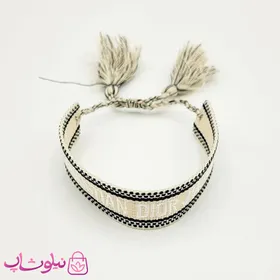 دستبند دخترانه پارچه ای کریستین دیور رنگ کرم مشکی