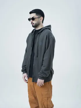 سویشرت کلاهدار زیپ‌دار سبز outlet