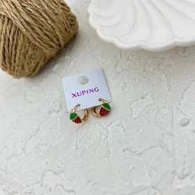 گوشواره حلقه‌ای زنانه طرح توت فرنگی ژوپینگ با رنگ های جذاب ژوپینگ