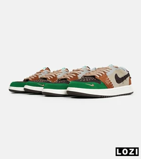 کفش کتانی مردانه و زنانه قهوه ای طوسی سبز نایک NIKE jordan Vodoo مدل 6194