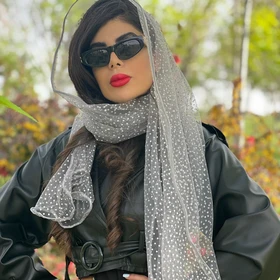 شال تور خال‌خالی شاین دار طوسی