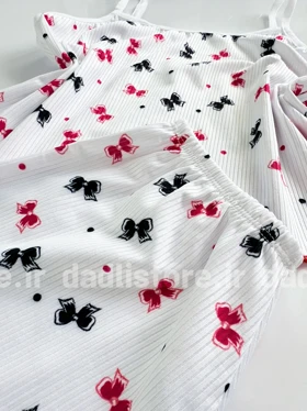 ست لباس خواب تاپ و شورتک کبریتی طرح پاپیون Rijan