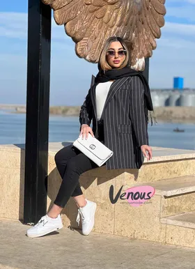 کت راه راه یقه انگلیسی