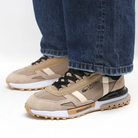 کفش و کتانی مردانه چرم طبیعی مدل لاگوست LACOSTE رنگ کرم کد 43329