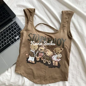 کراپ تاپ عروسک خرسی کد 1764 (نسکافه ای)