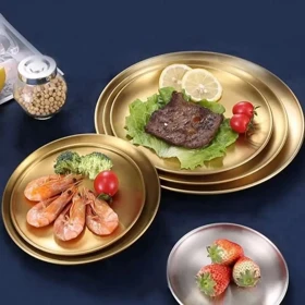 بشقاب استیل طلایی یونیک پلاس / unique plus در7 سایز