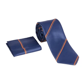 ست کراوات و دستمال جیب سورمه‌ای 98119